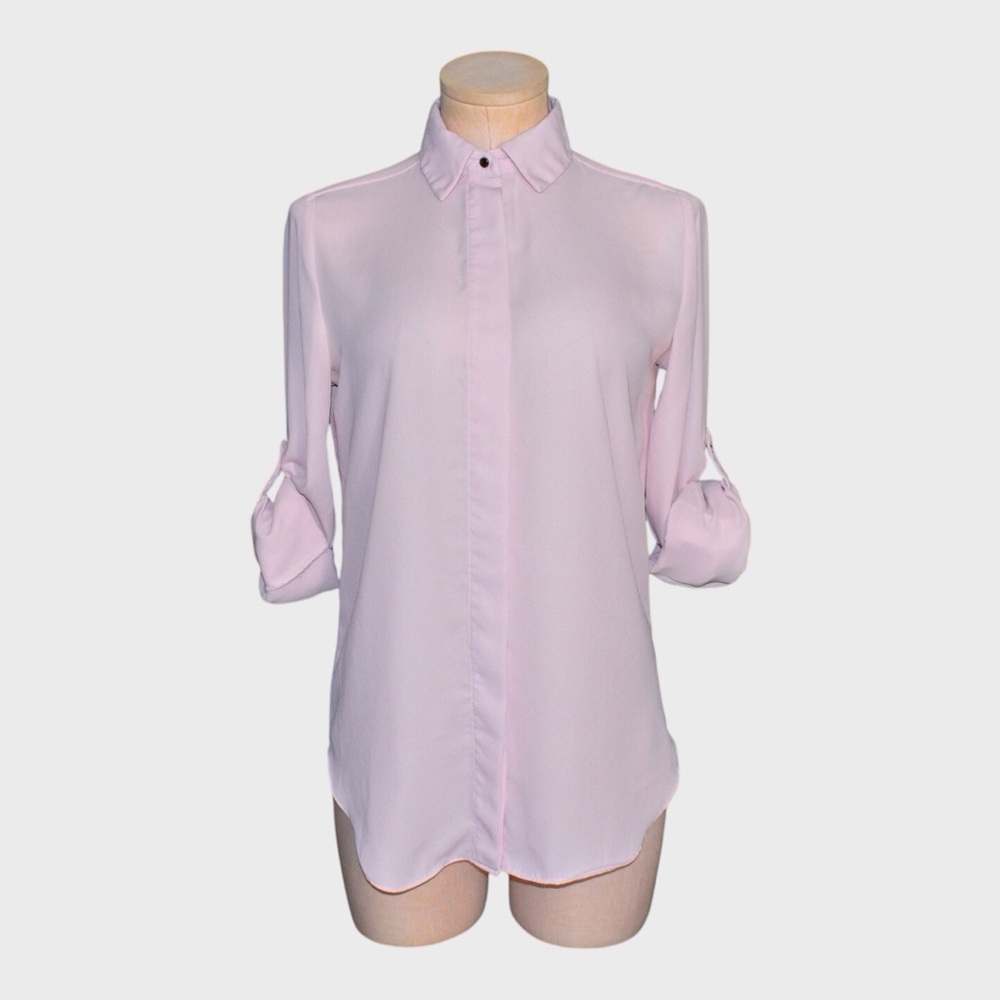 Mossimo Button Front Roll Tab‎ Sleeve Blouse